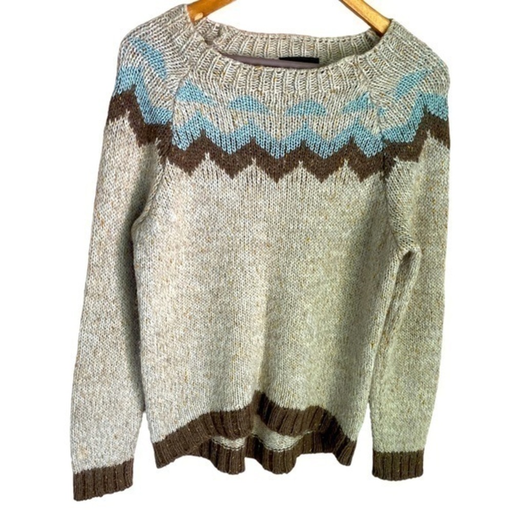 Marv Made In Italy Wool Alpaca Blend Chevron Mockneck Pullover Sweater Medium